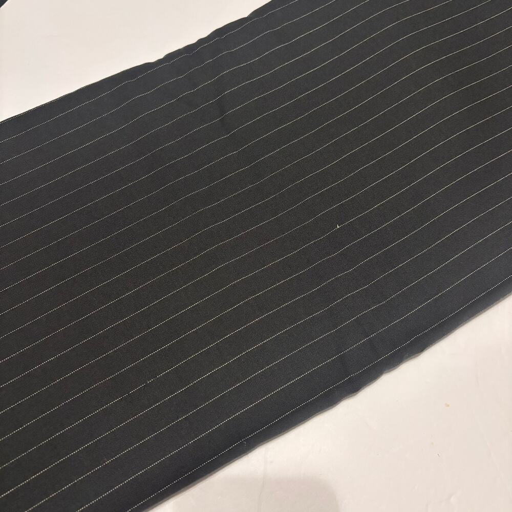 Black Pinstripe 100% Wool Fabric Super 120s 4.5 Yards Suiting Material 60"